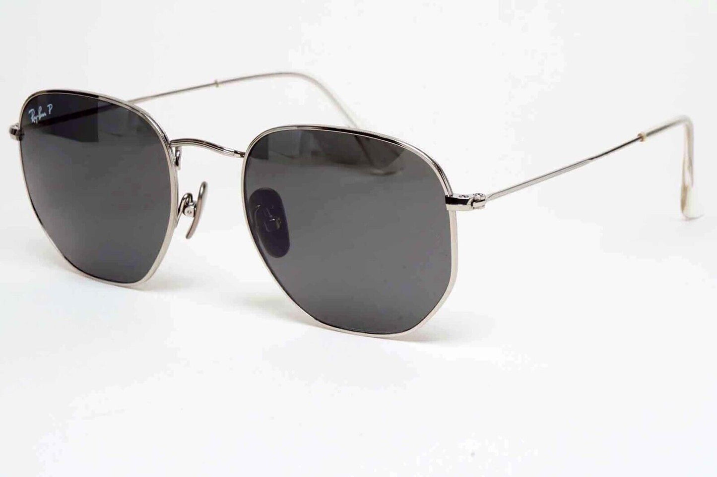Ray-Ban Sunglasses Hexagonal Titanium Polarised Silver Black RB 8148 9209/48 54m