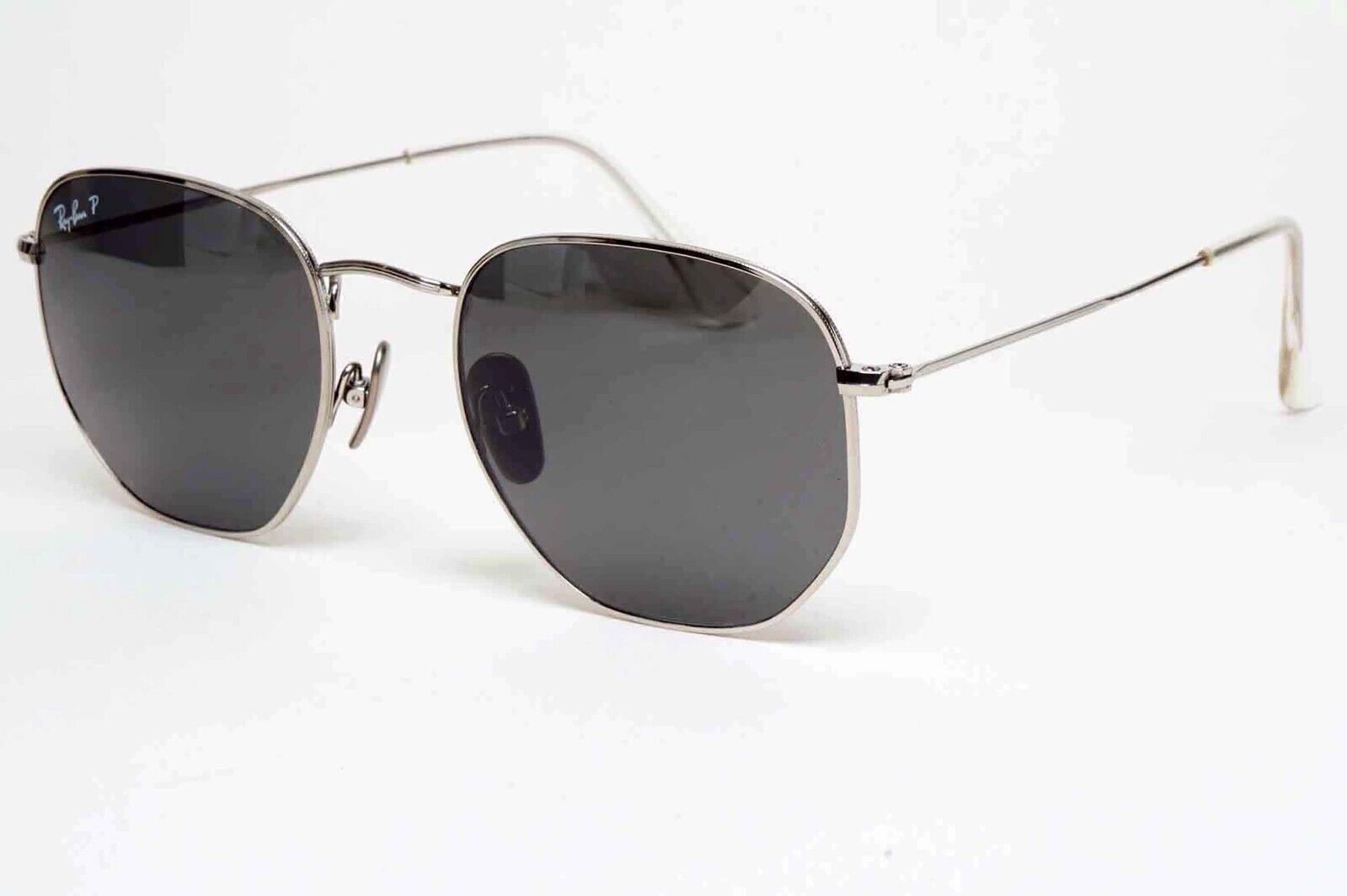 Ray-Ban Sunglasses Hexagonal Titanium Polarised Silver Black RB 8148 9209/48 54m