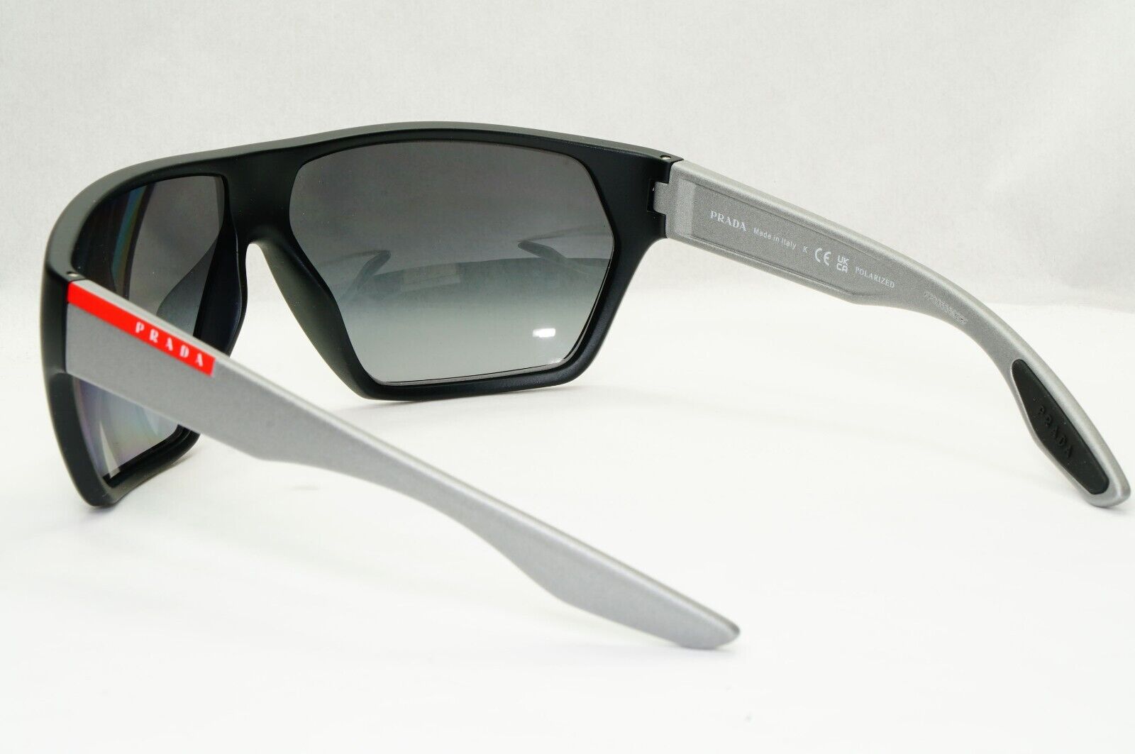 Prada Sunglasses Polarized Black  Wrap Grey Rubber PS08US SPS 08U 453-5W1