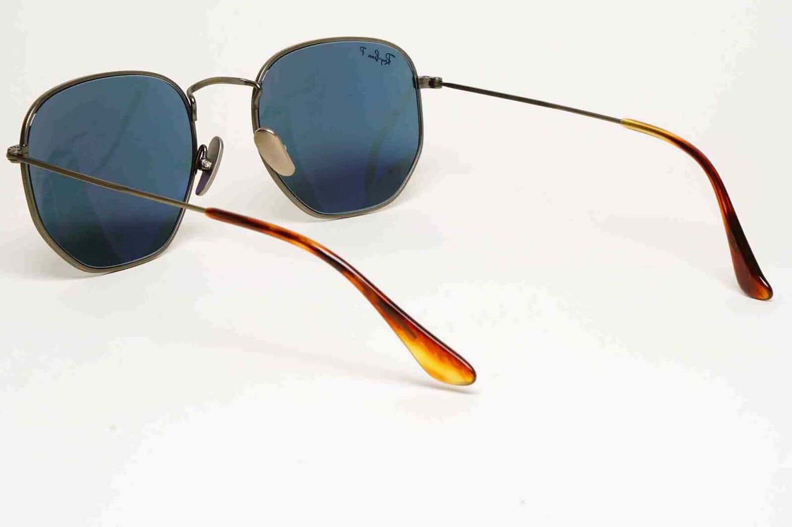 Ray-Ban Sunglasses Hexagonal Titanium Polarised Grey Blue RB 8148 9208/T0 54mm
