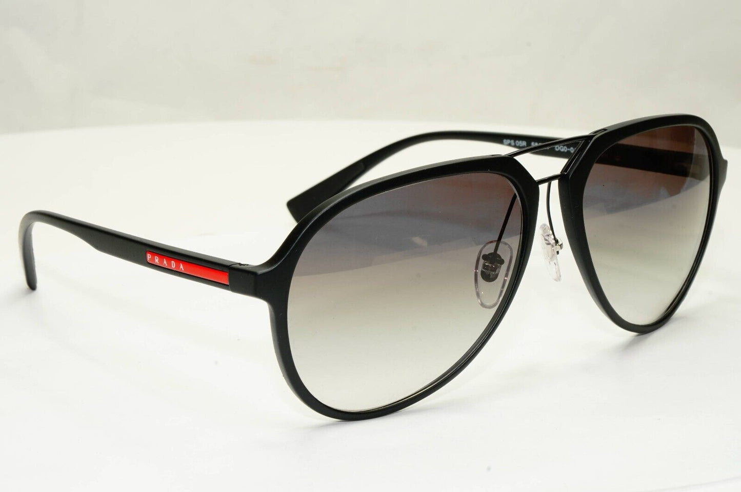 Prada Sunglasses Black Pilot Grey Gradient PS05RS SPS 05R DG0-0A7 58mm
