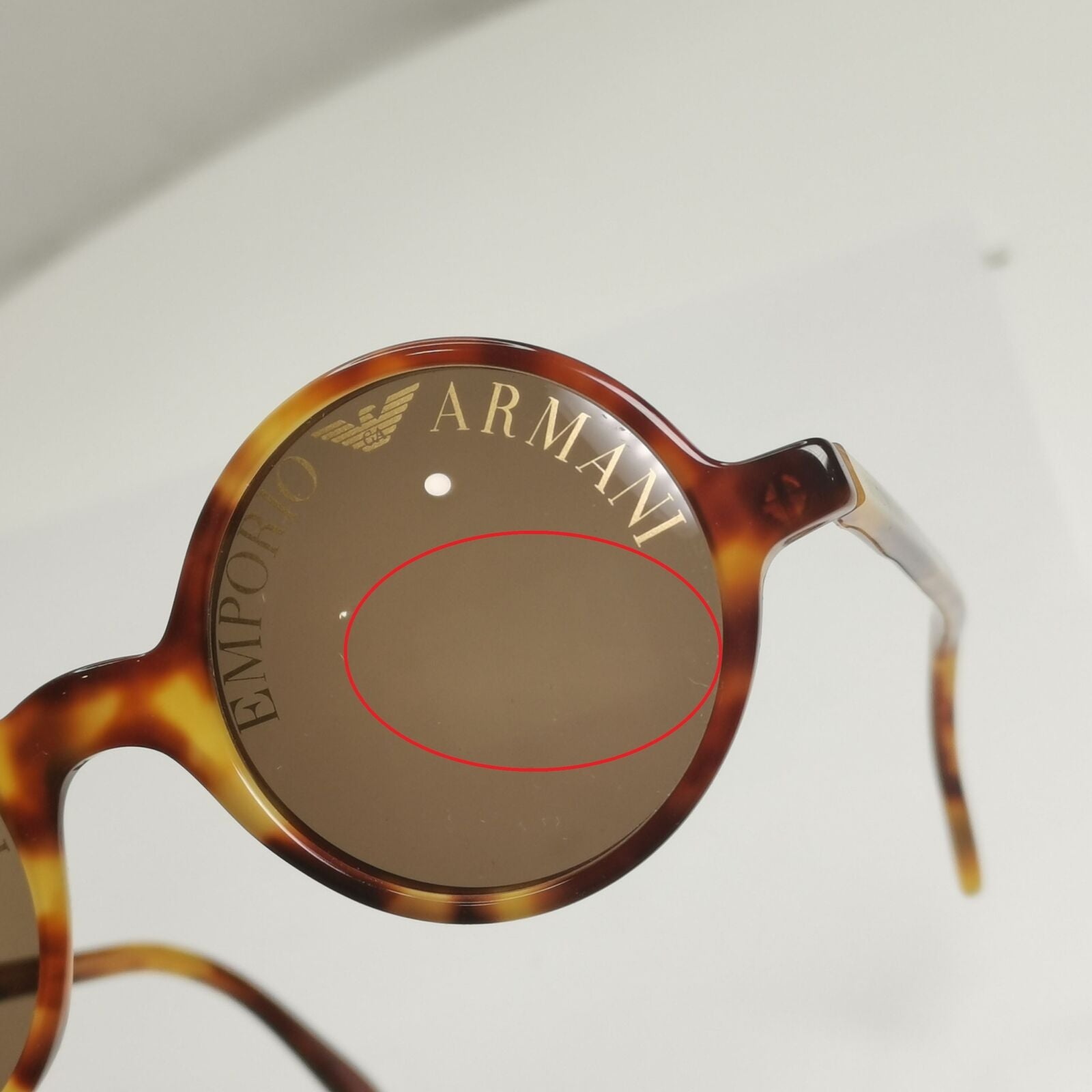 Emporio Armani 1997 Vintage Sunglasses Round Lens Logo Print Brown 523-S 144