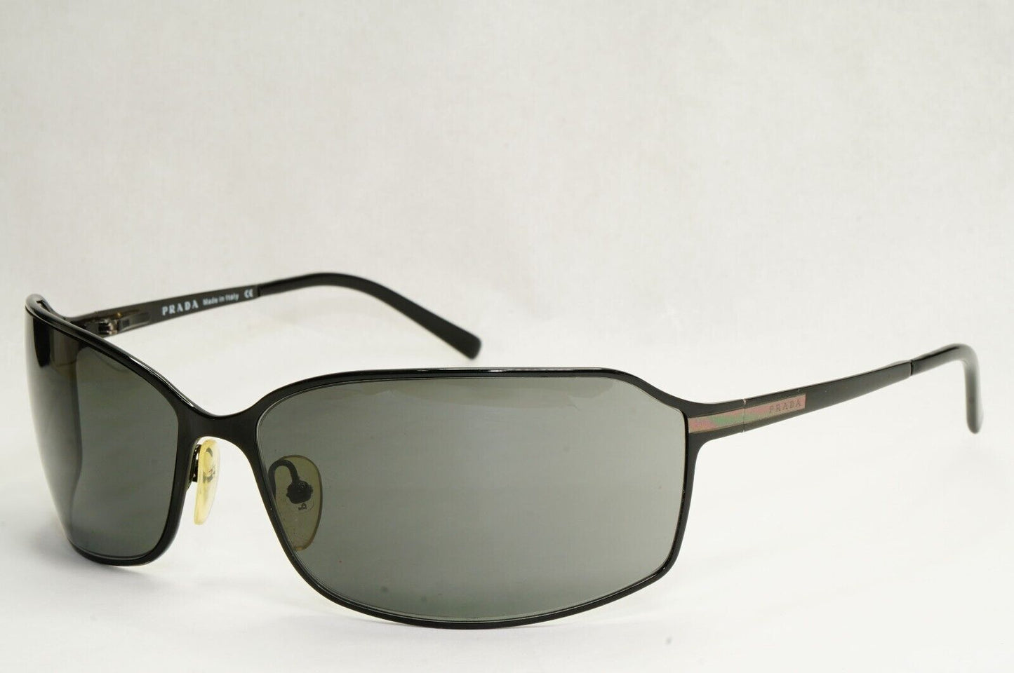 Prada Sunglasses 2006 Vintage Black Grey Wrap Metal PR58GS SPR 58G 1BO1A1 270324