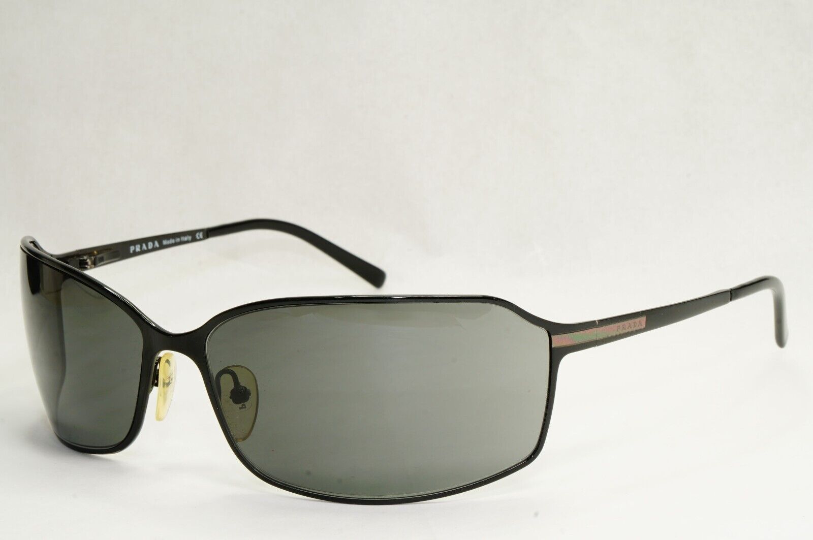Prada Sunglasses 2006 Vintage Black Grey Wrap Metal PR58GS SPR 58G 1BO1A1 270324