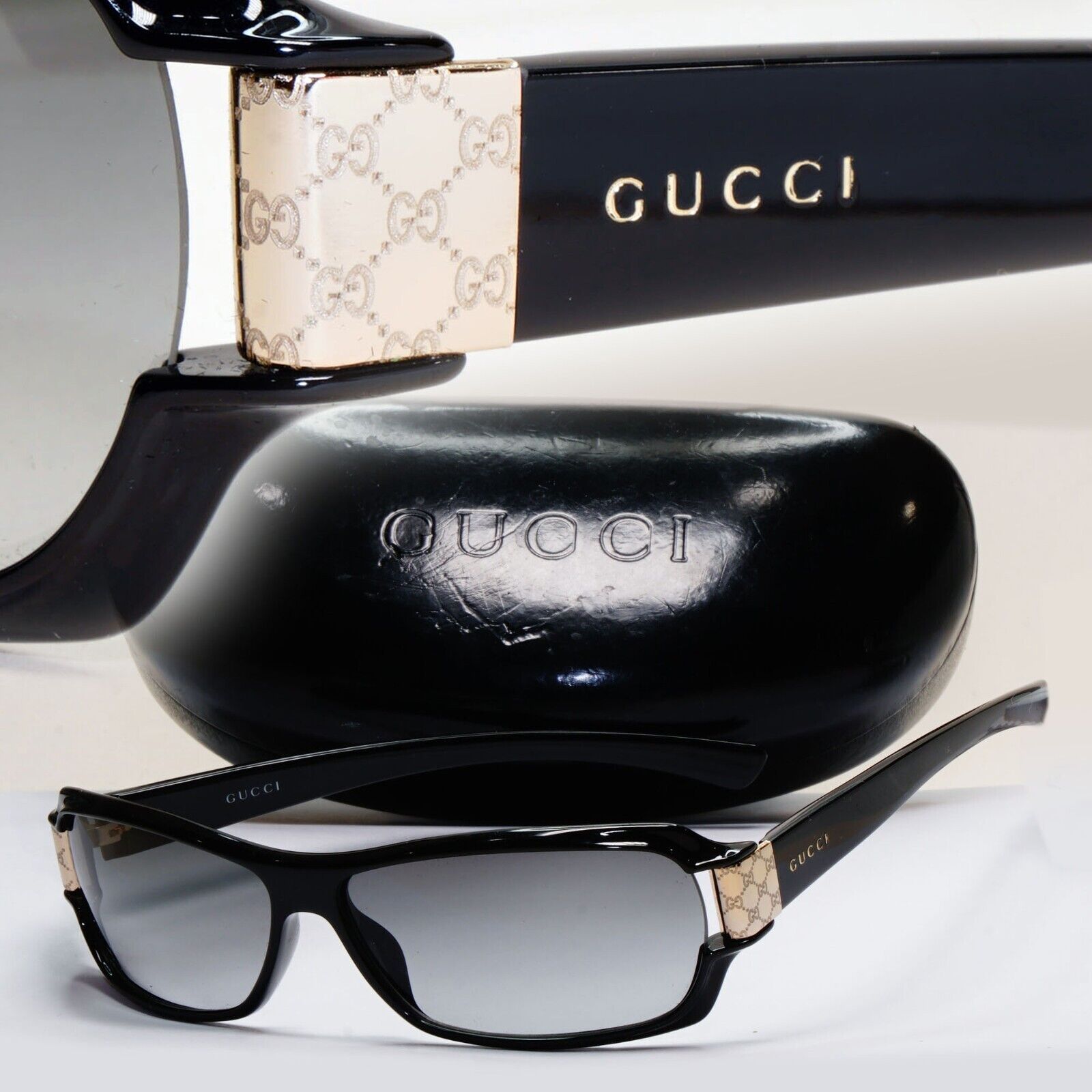 Gucci Sunglasses 2002 Vintage Black Grey Rectangle Unisex GG 2547/S PL4 131024