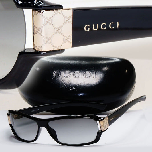 Gucci Sunglasses 2002 Vintage Black Grey Rectangle Unisex GG 2547/S PL4 131024