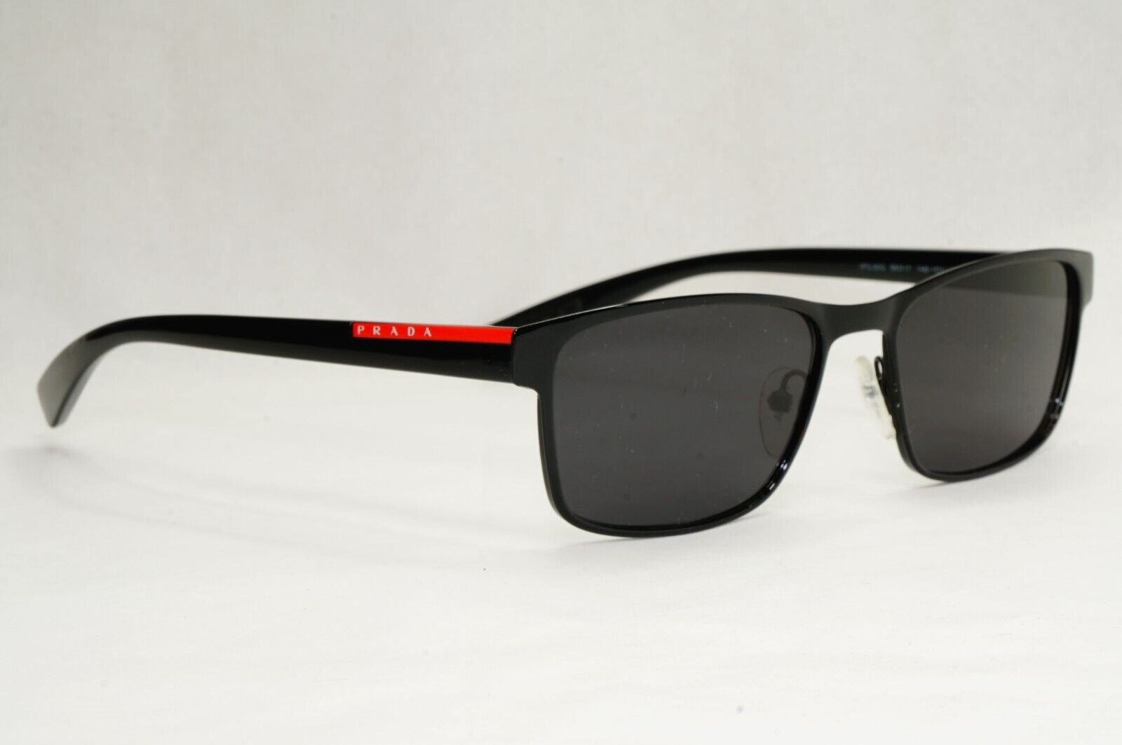 Prada Sunglasses Black Rectangle Square Metal Rim PS50GV VPS 50G 1AB-1O1 55mm