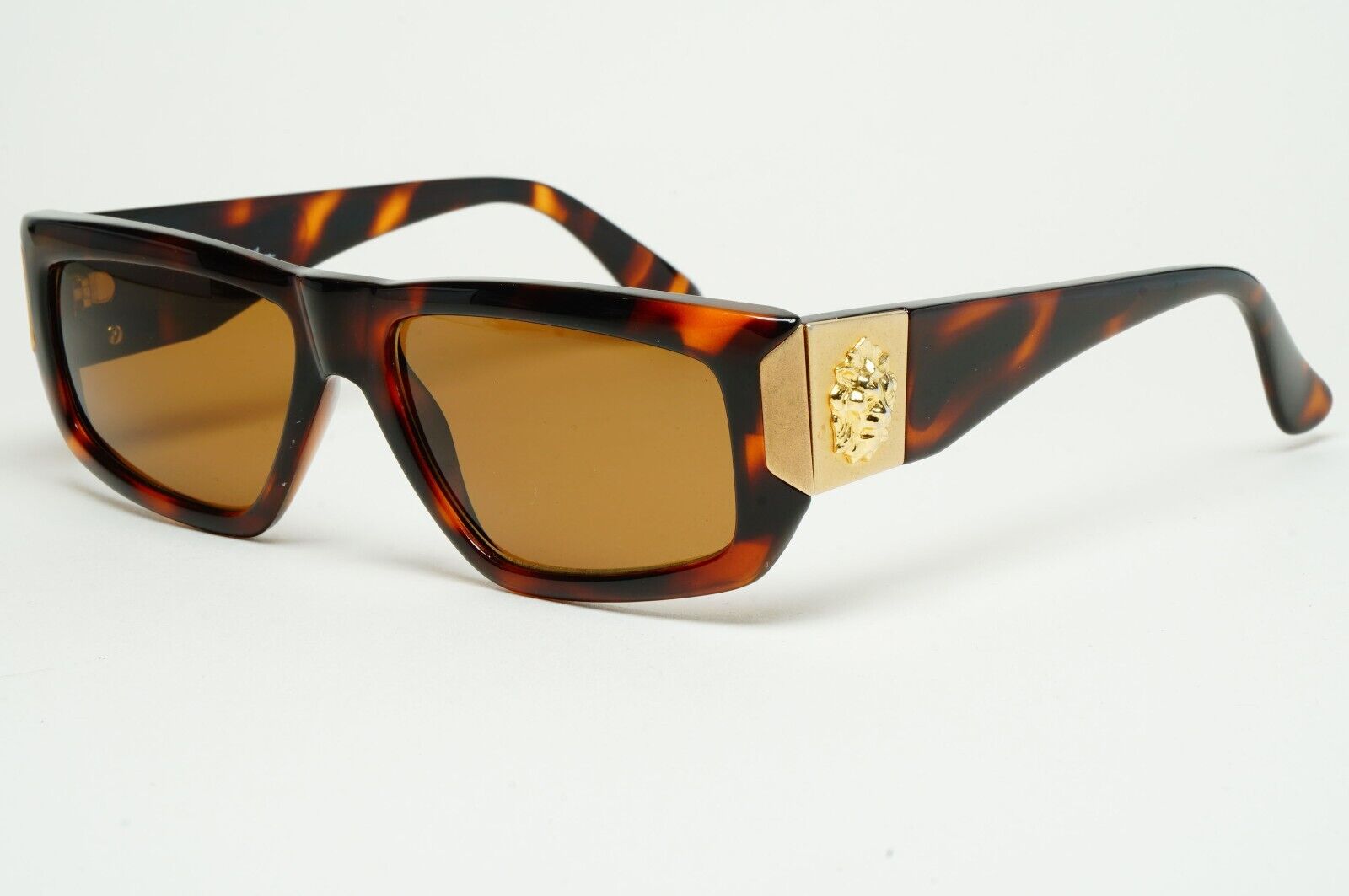 Versus Sunglasses 1996 by Gianni Versace Vintage Gold Lion Brown MOD E07 COL 649