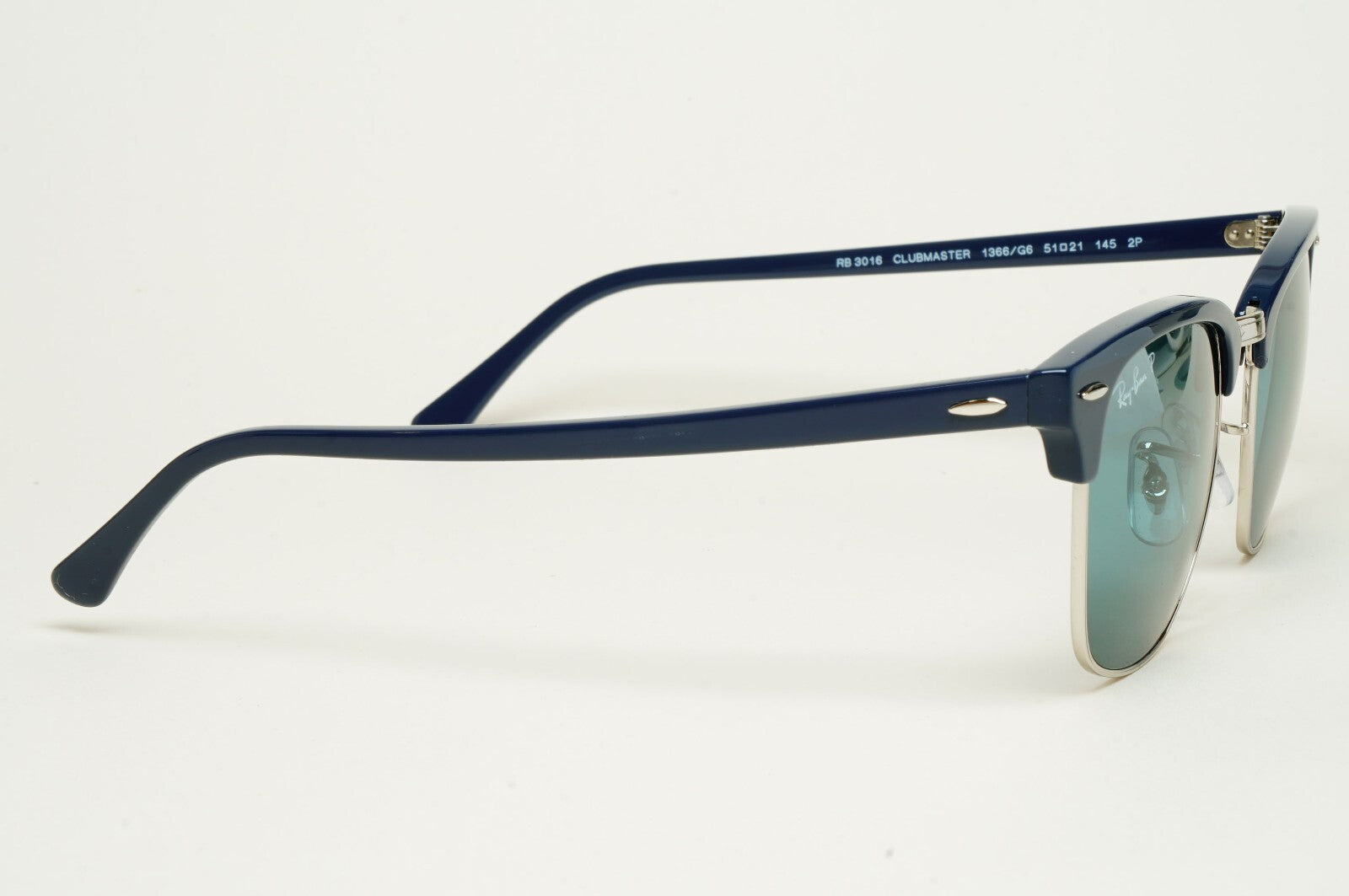 Ray-Ban Sunglasses Clubmaster Polarised Blue Chromance Mirror RB 3016 1366/G6