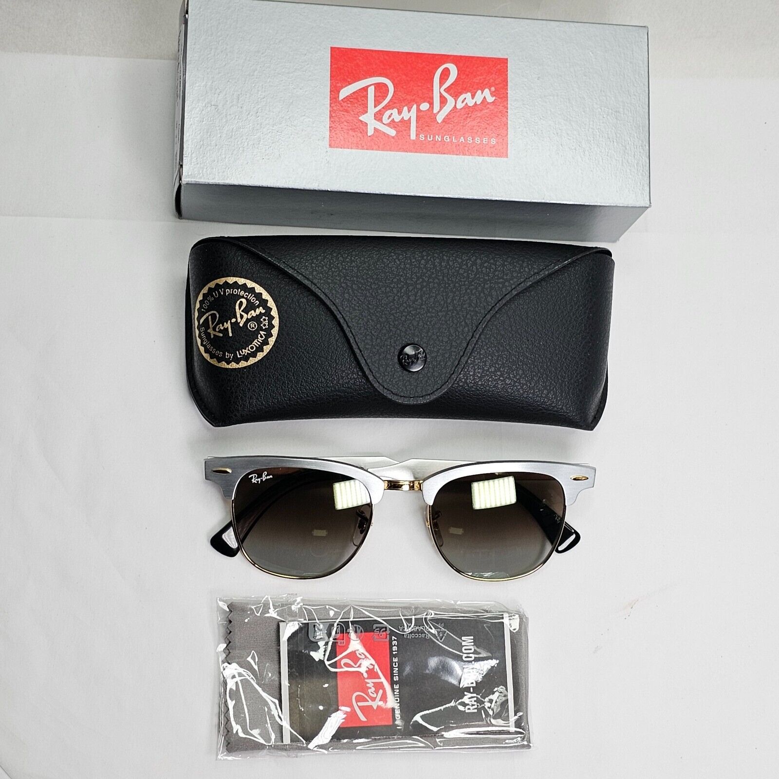 Ray-Ban Sunglasses Clubmaster Aluminum Green Mirror Gradient RB 3507 137/9J 51mm