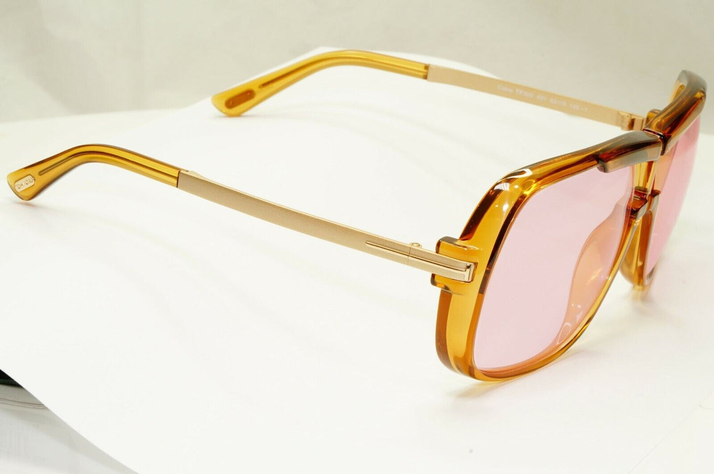 Tom Ford Pink Brown Sunglasses Gold Honey Square Mens Fashion Caine TF 800 45Y