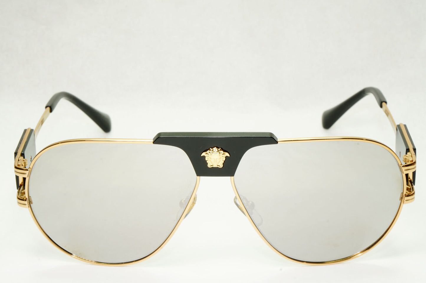 Versace Sunglasses Gold Silver Mirror Metal Pilot Large MOD VE 2252 1002/6G