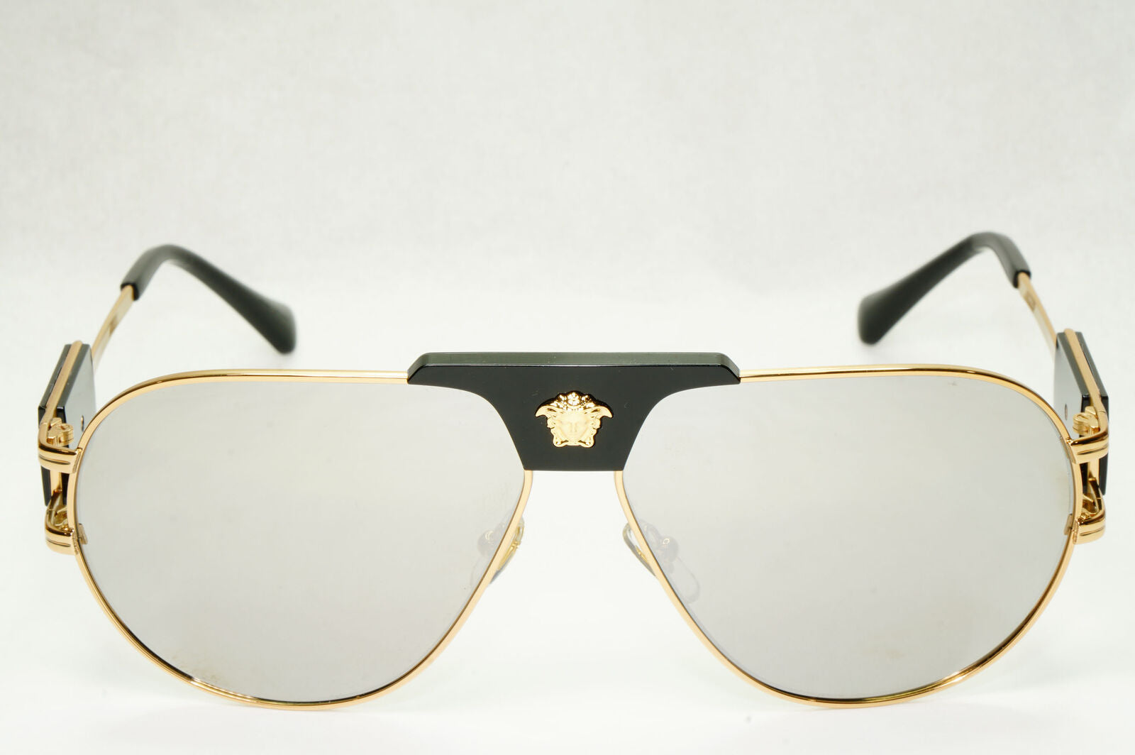 Versace Sunglasses Gold Silver Mirror Metal Pilot Large MOD VE 2252 1002/6G