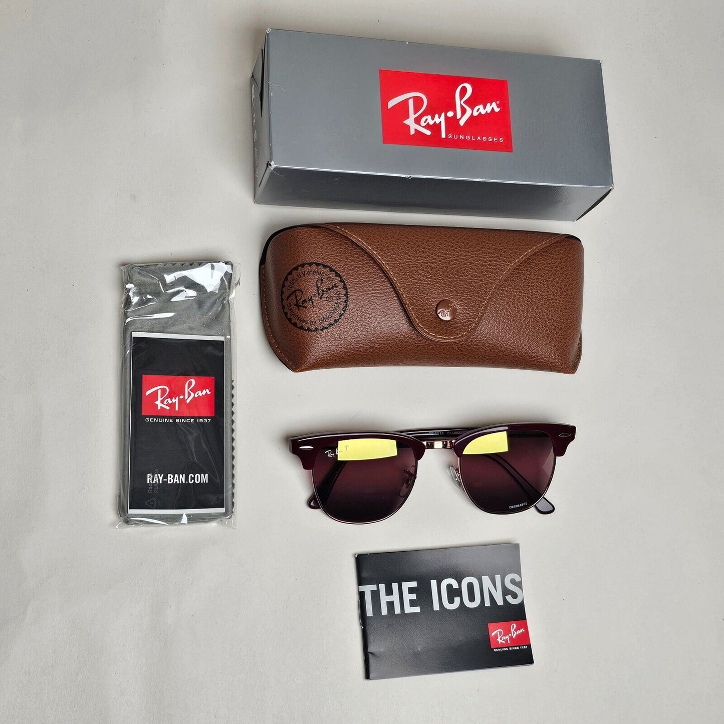 Ray-Ban Sunglasses Clubmaster Polarised Chromance Bordeaux RB 3016 1365/G9 49mm