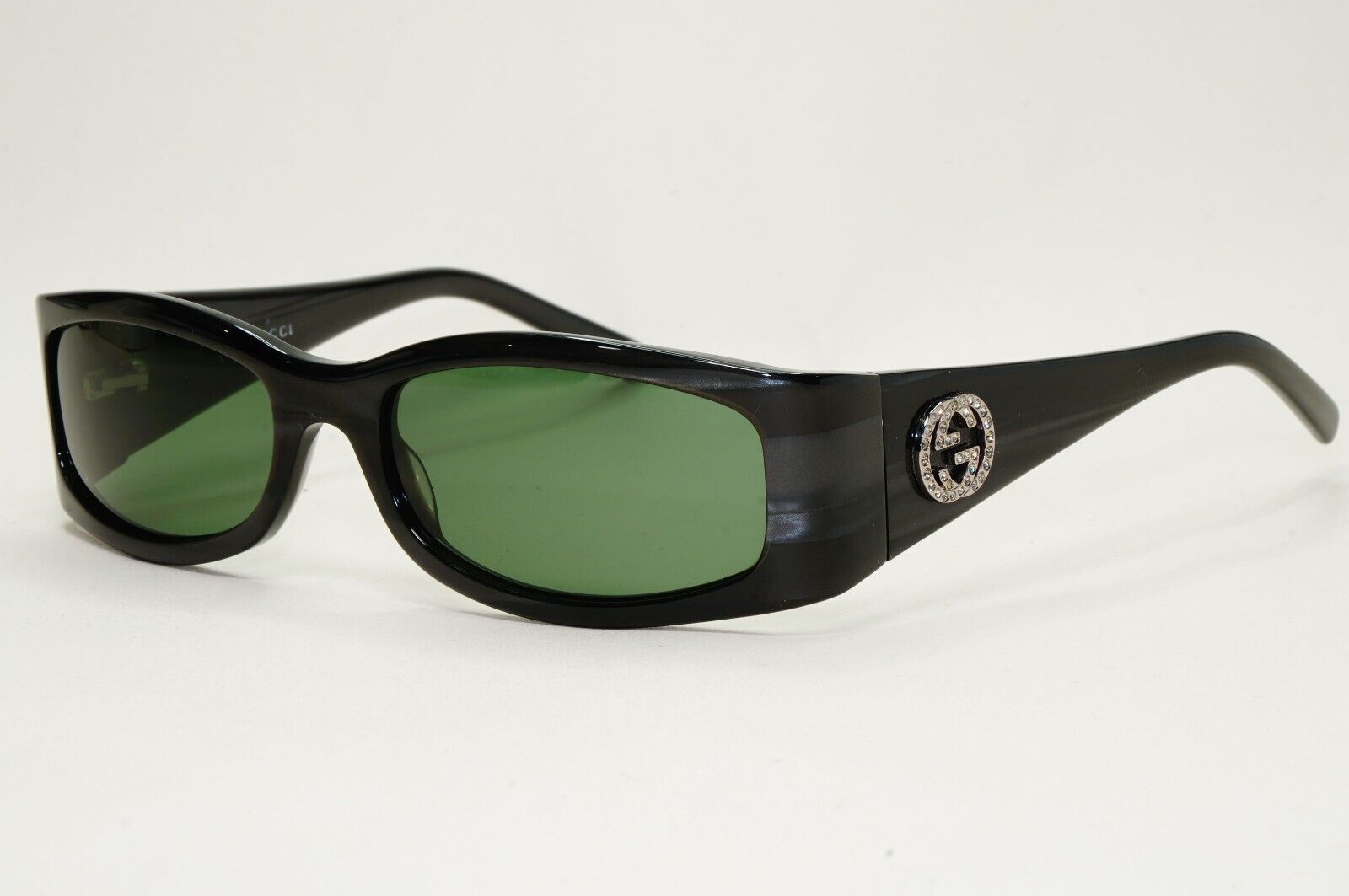Gucci Sunglasses 1999 Vintage Grey Green Rectangle Crystal GG 2526/S AD7 051124