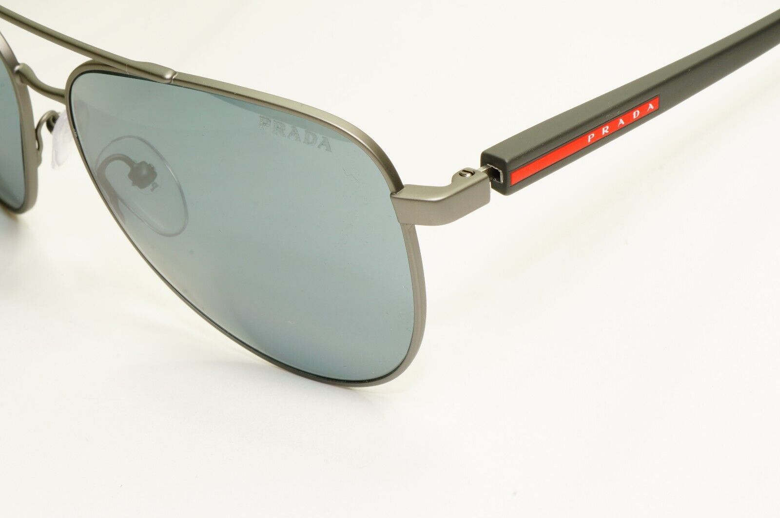 Prada Grey Mirror Sunglasses Pilot Gunmetal Silver Mens SPS 52W PS52WS DG1-07G