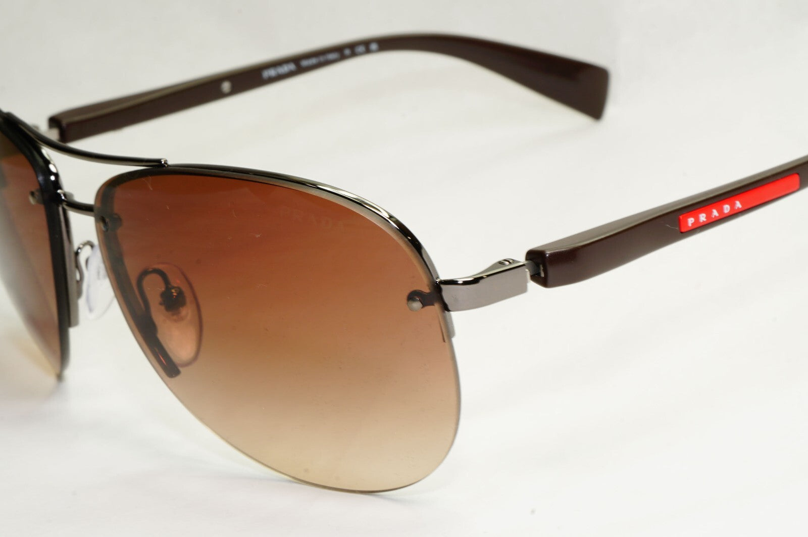 Prada Sunglasses Brown Gradient Pilot Rimless PS56MS SPS 56M 5AV-6S1 62mm [a]
