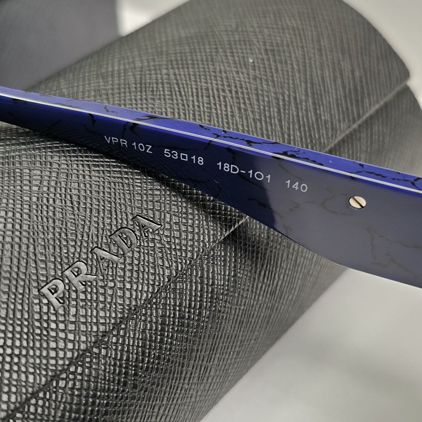 Prada Sunglasses Blue Triangle Symbole Marble Square PR10ZV VPR 10Z 18D-1O1 53mm