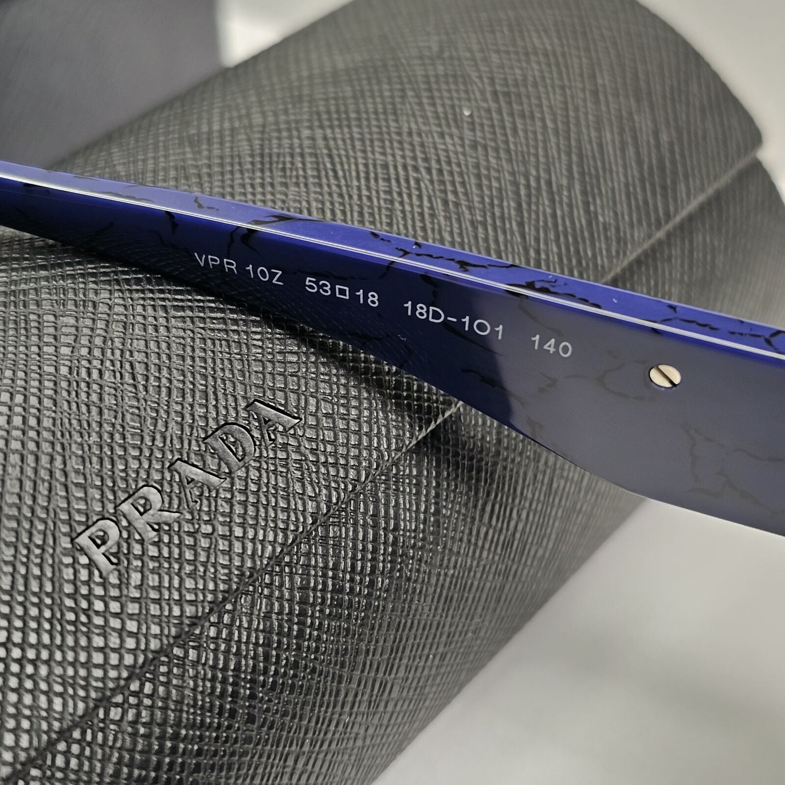 Prada Sunglasses Blue Triangle Symbole Marble Square PR10ZV VPR 10Z 18D-1O1 53mm