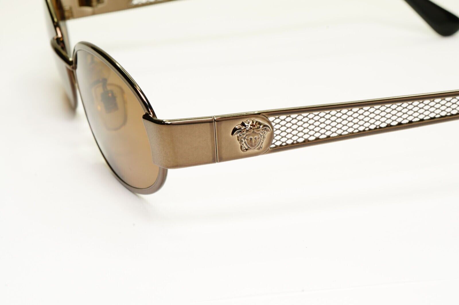 Gianni Versace 1996 Vintage Metal Mesh Brown Medusa Sunglasses MOD X21 COL 62M