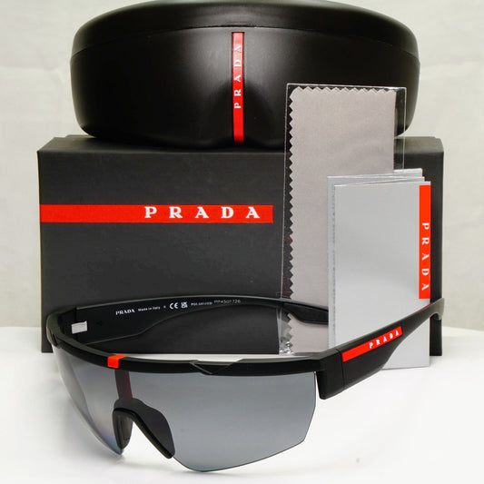 Prada Polarized Sunglasses Shield Visor Wrap Red Stripe PS03XS SPS 03X DG0-5Z1