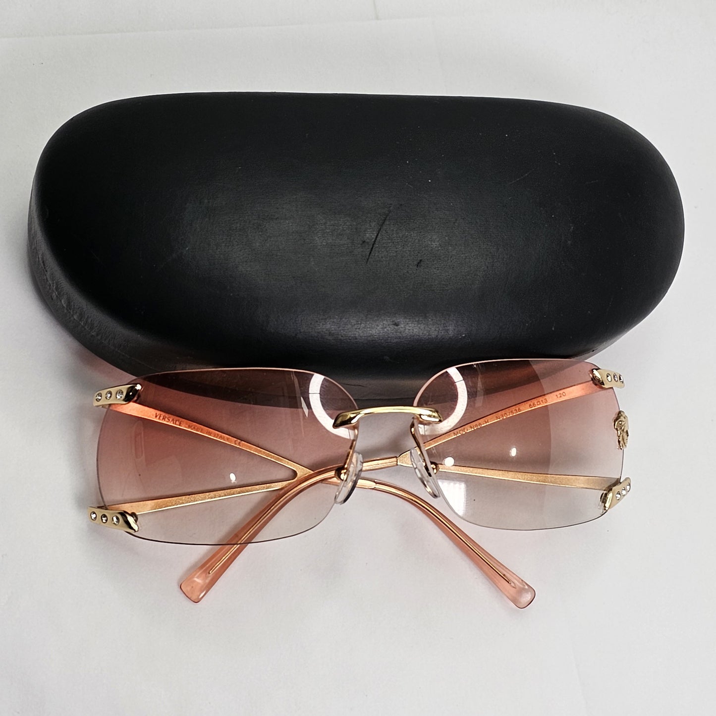 Versace Sunglasses 2004 Vintage Rimless Gold Medusa Crystal N86-H N30/536 270124