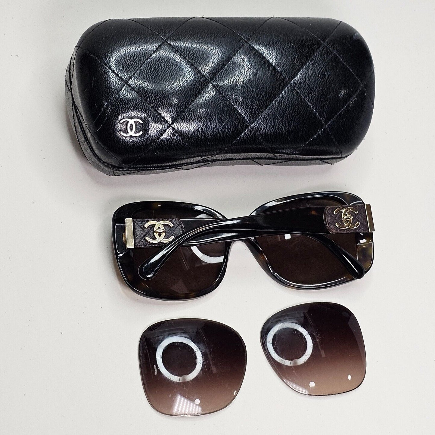 Chanel Sunglasses Brown Gold Leather Tortoiseshell Buckle 5234-Q c.714/3B 050824