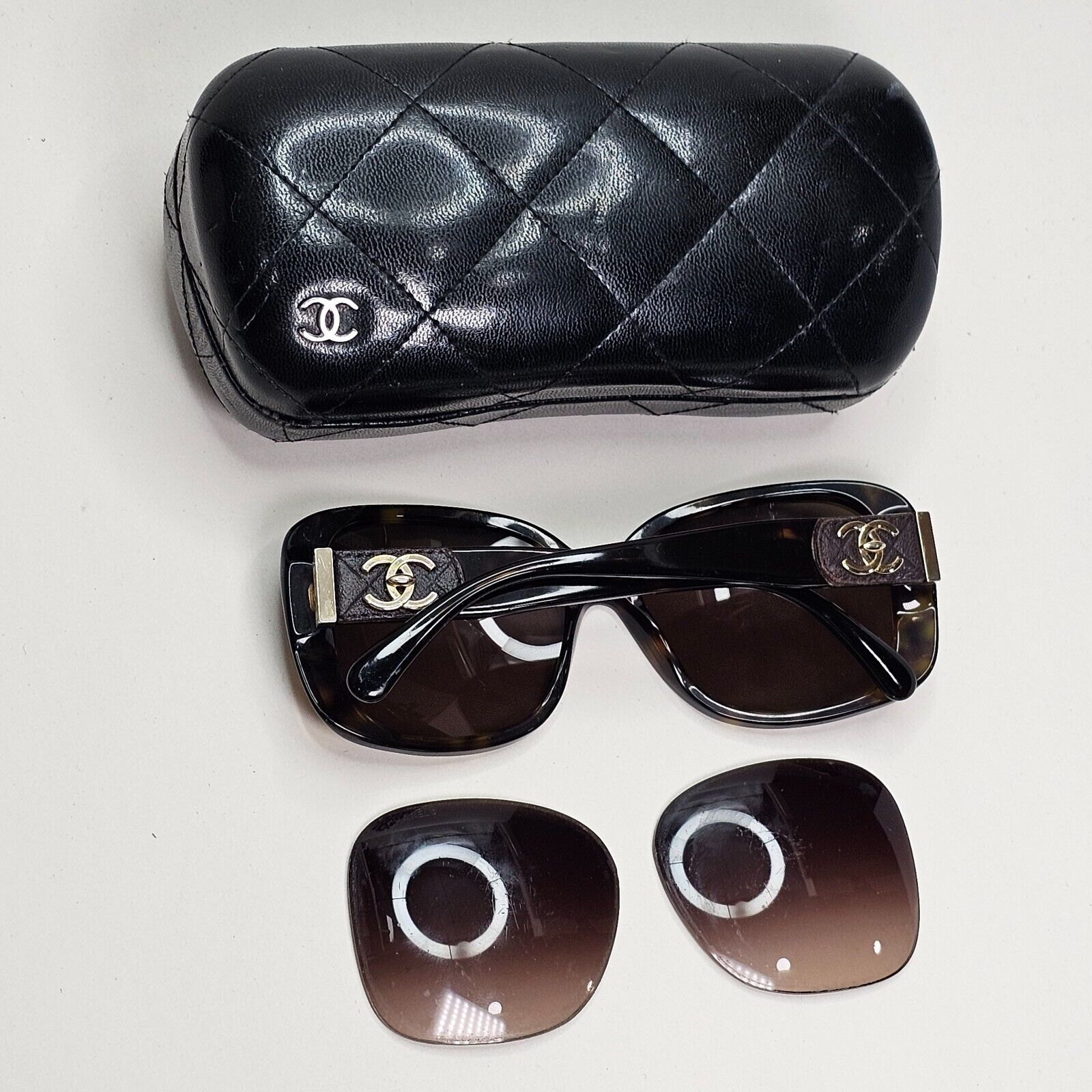 Chanel Sunglasses Brown Gold Leather Tortoiseshell Buckle 5234-Q c.714/3B 050824