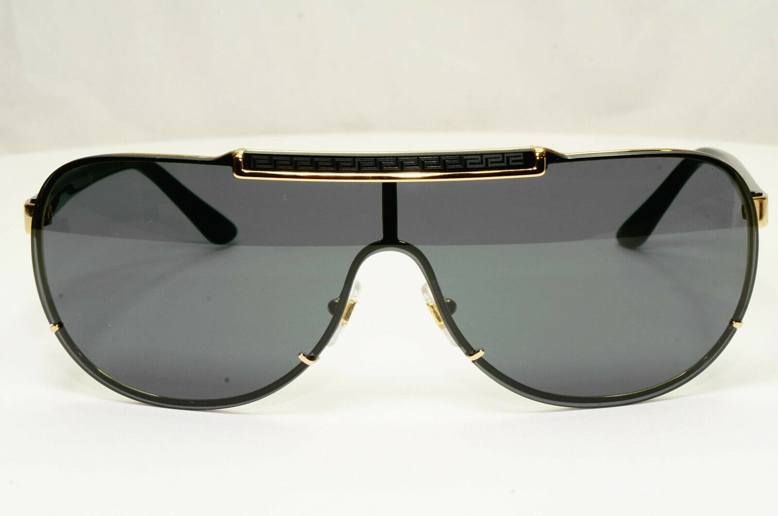Versace Black Gold Sunglasses Shield Visor Ski Designer Fashion MOD 2140 1002/87