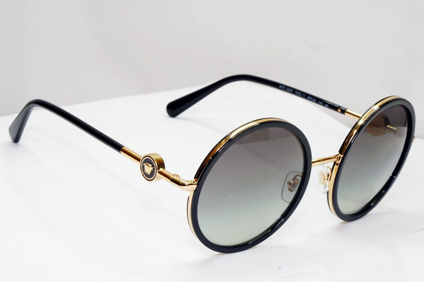 Versace Sunglasses Black Round Gold Medusa Grey Gradient MOD VE 2229 1002/11