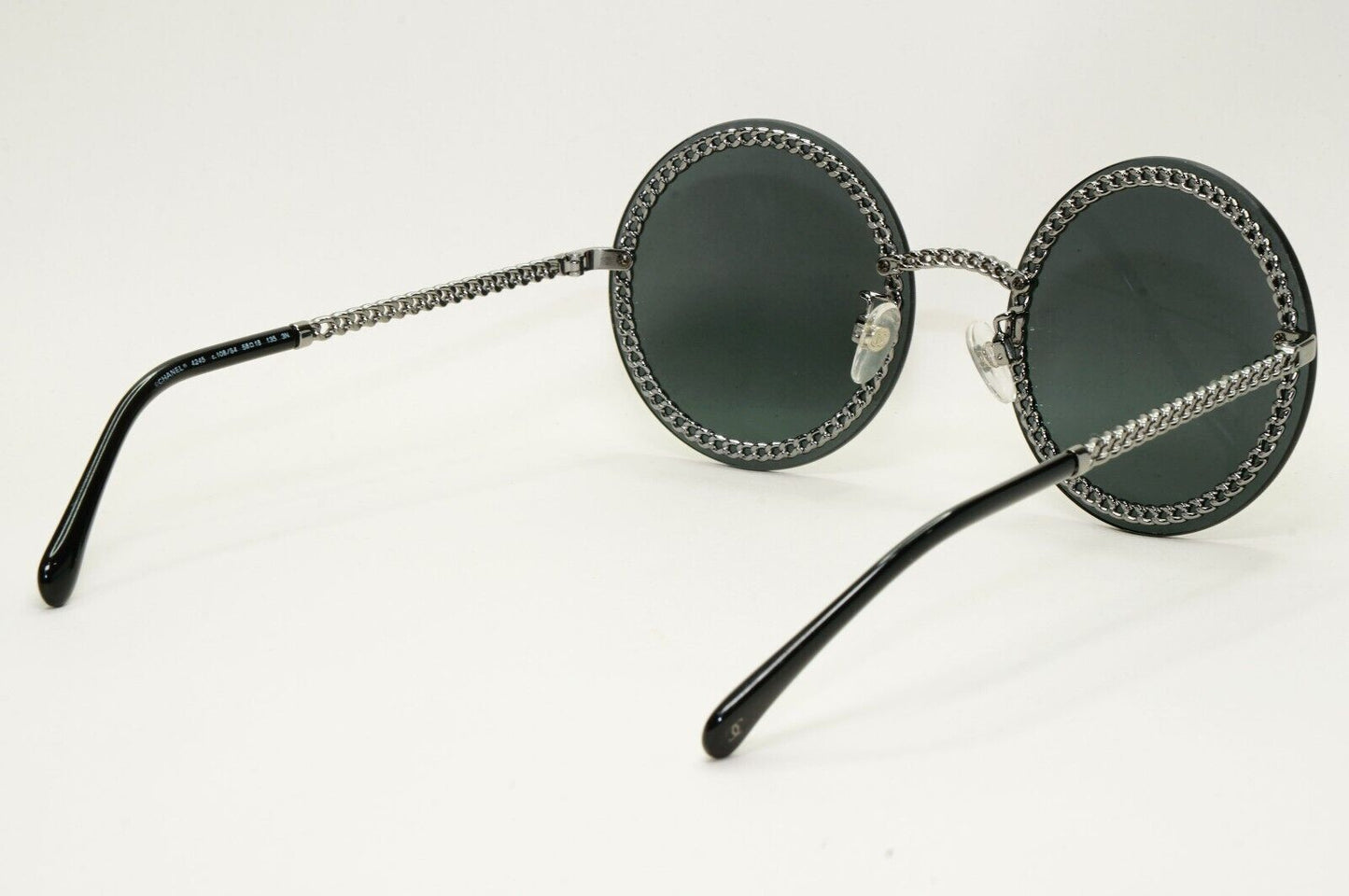 Chanel Sunglasses Chain Round Rimless Metal Gunmetal Grey CH 4245 c.108/S4