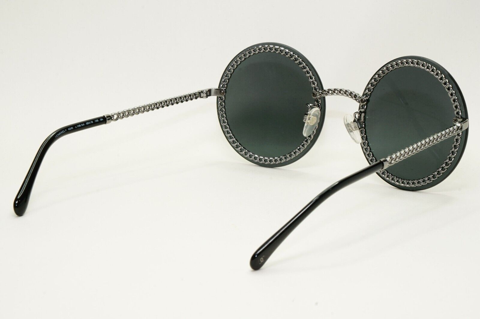Chanel Sunglasses Chain Round Rimless Metal Gunmetal Grey CH 4245 c.108/S4