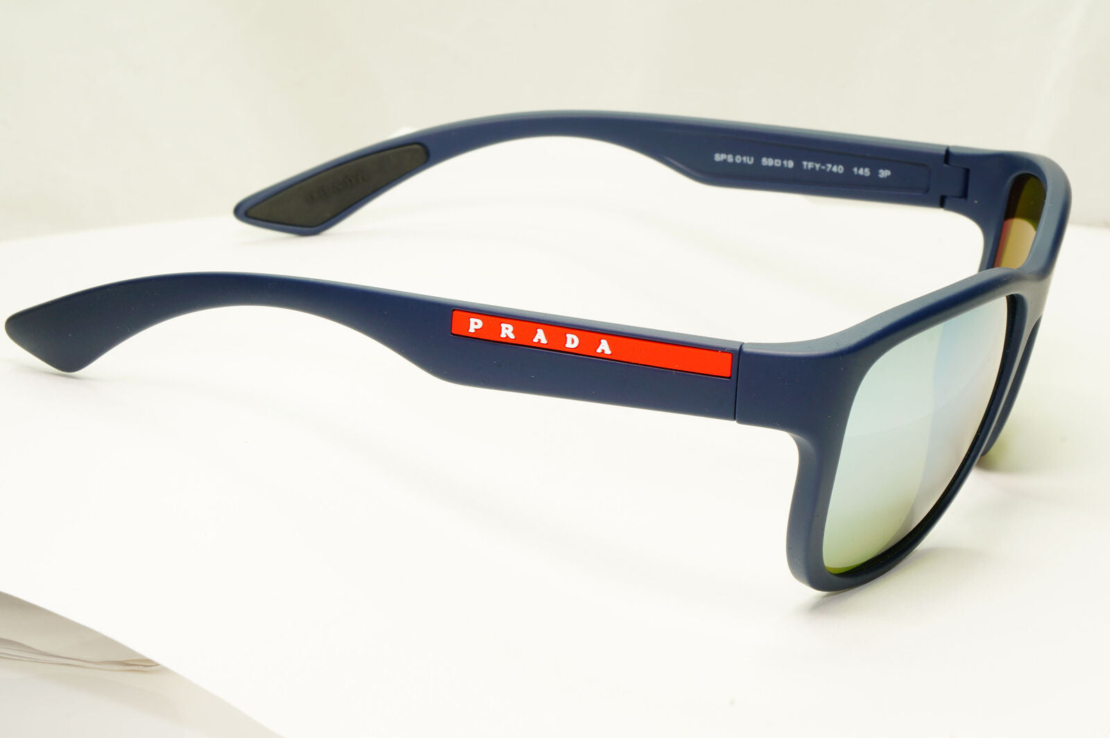 Prada Polarized Blue Silver Sunglasses Green Mirror PS01US SPS 01U TFY-740