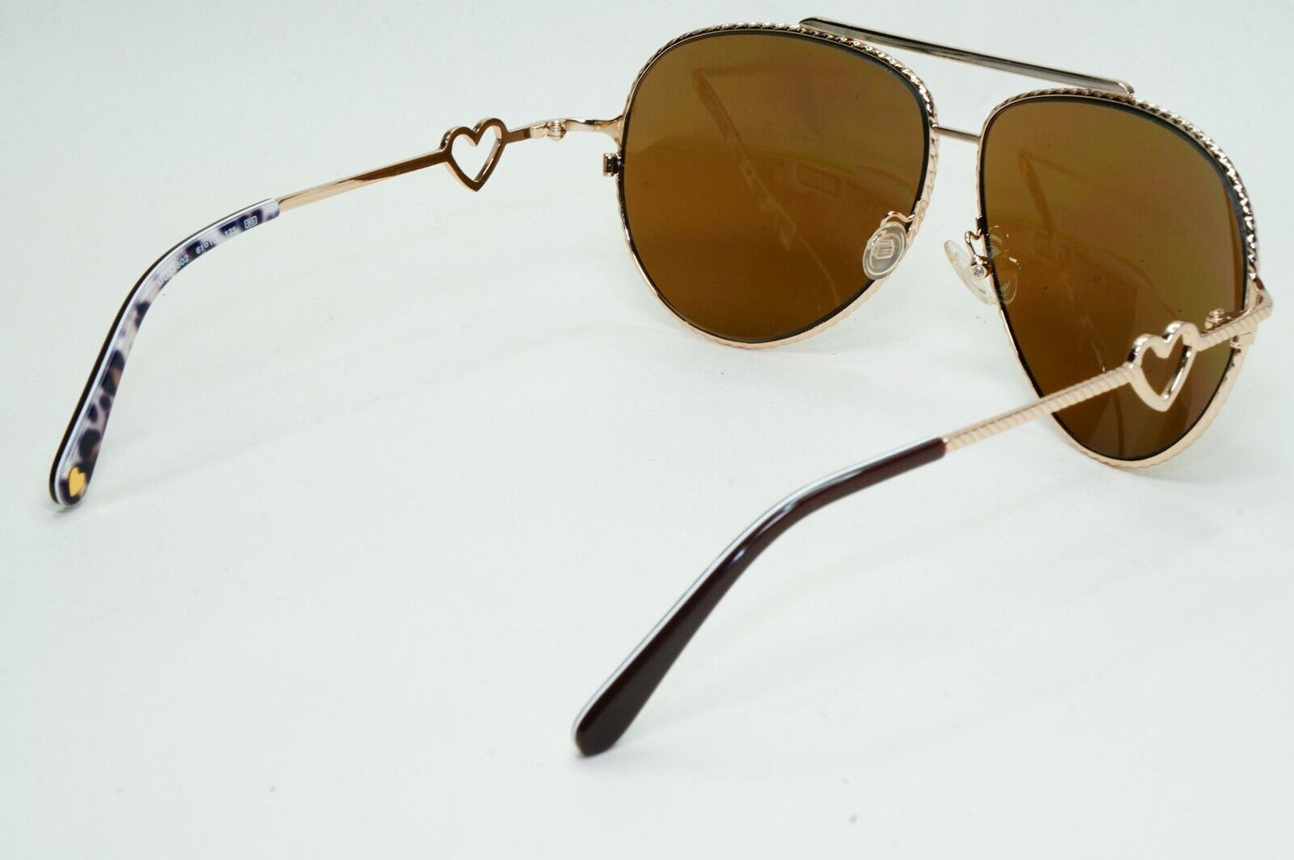 Moschino Sunglasses 2005 Vintage Gold Brown Pilot Heart Unisex MO538 02 101124