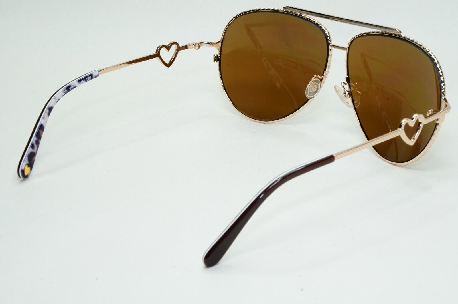 Moschino Sunglasses 2005 Vintage Gold Brown Pilot Heart Unisex MO538 02 101124