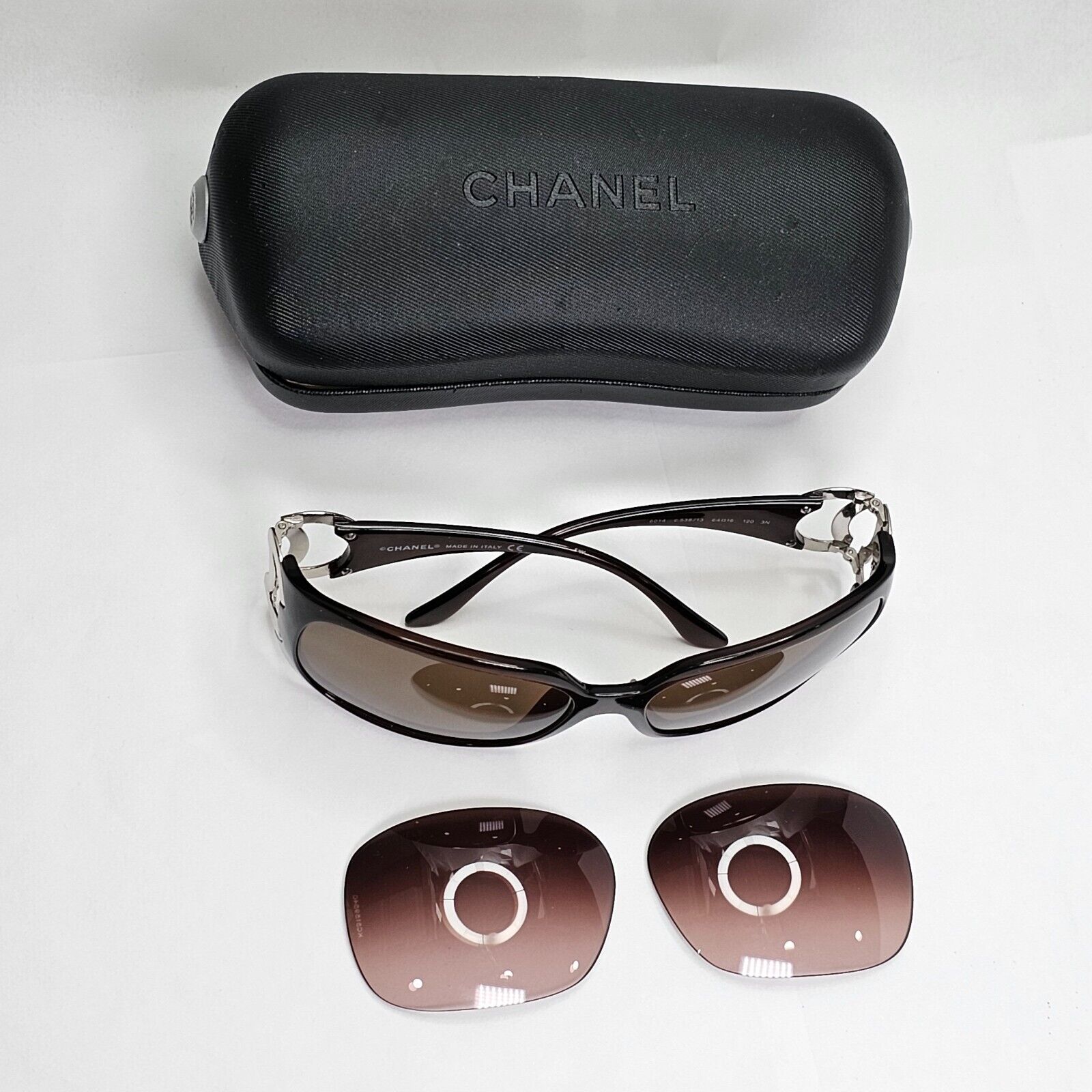 Chanel Sunglasses 2008 Vintage Brown Silver Square Large 6014 c.538/13 050124