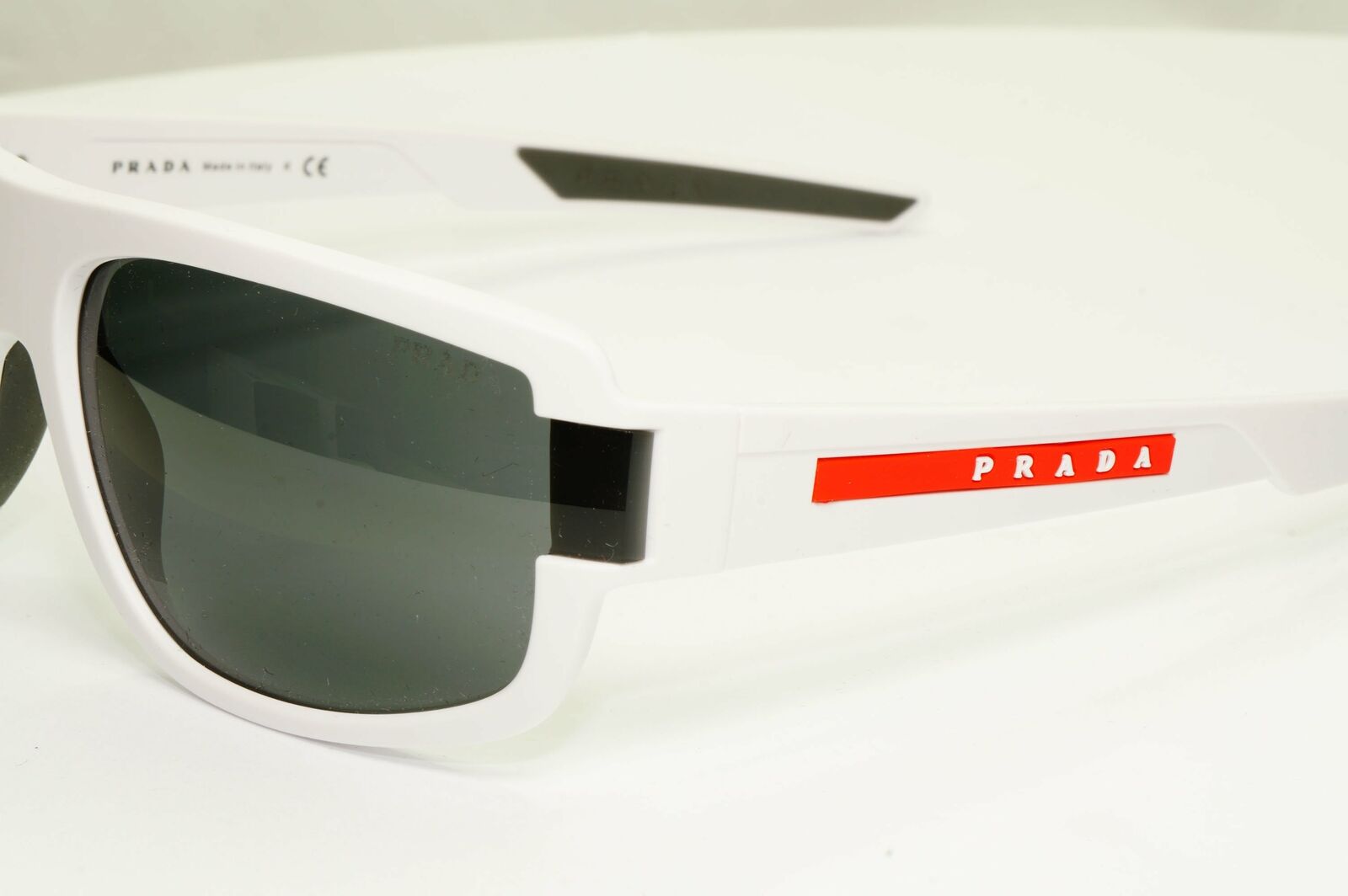Prada White Sunglasses Mens Designer Red Rectangle SPS 03W TWK-06F PS03WS