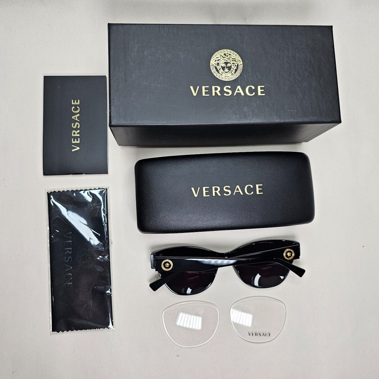 Versace Sunglasses Black Gold Medusa Cat Eye MOD VE 3287 GB1 53mm