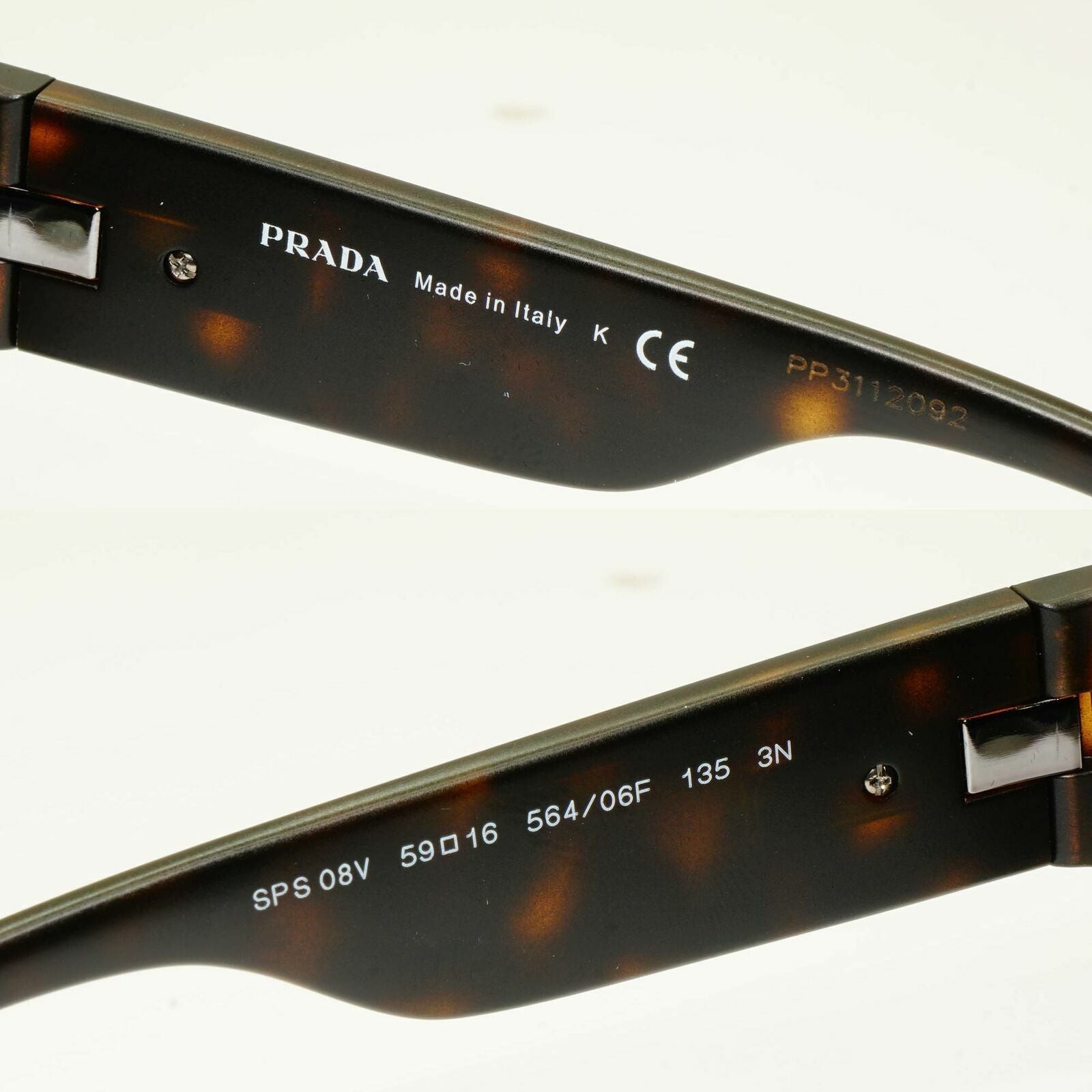 Prada Sunglasses Grey Brown Havana Mens Square SPS 08V 564-06F Red Stripe Sport