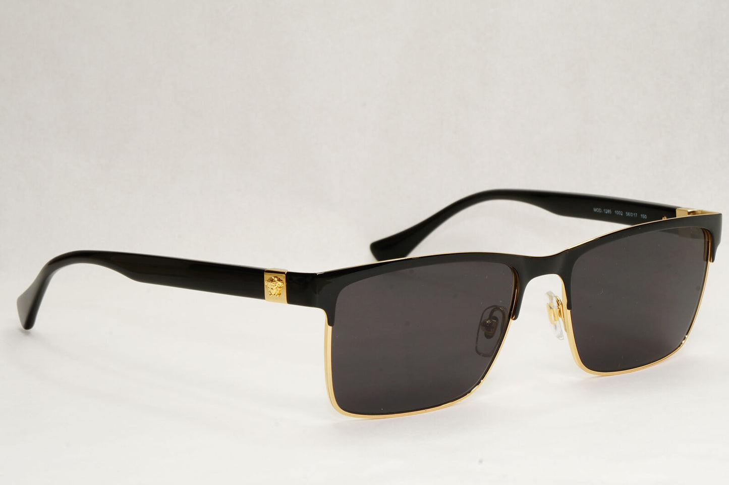 Versace Sunglasses Black Gold Square Metal Rectangle MOD VE 1285 1002 56mm