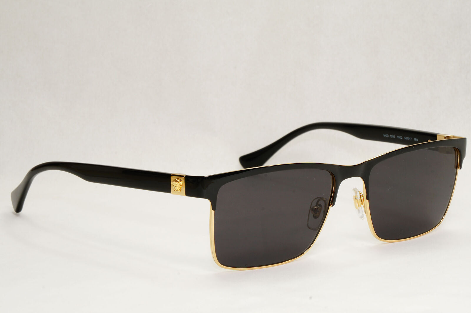 Versace Sunglasses Black Gold Square Metal Rectangle MOD VE 1285 1002 56mm