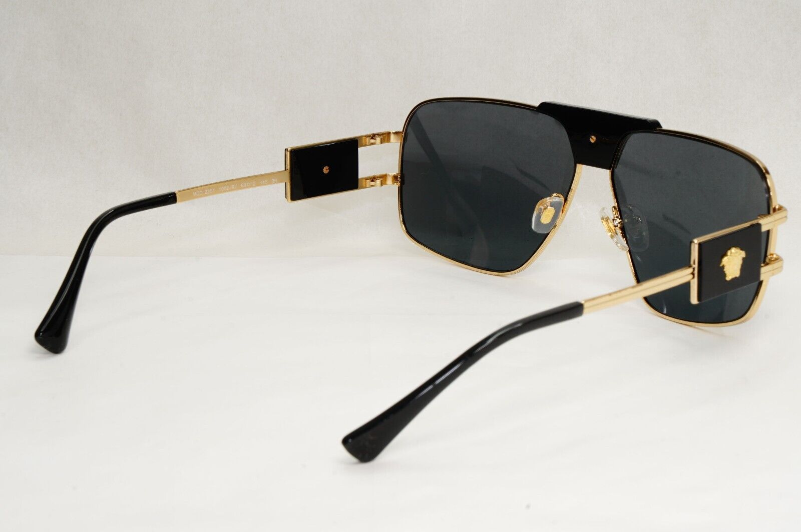 Versace Sunglasses Gold Black Grey Metal Navigator Pilot MOD VE 2251 1002/87