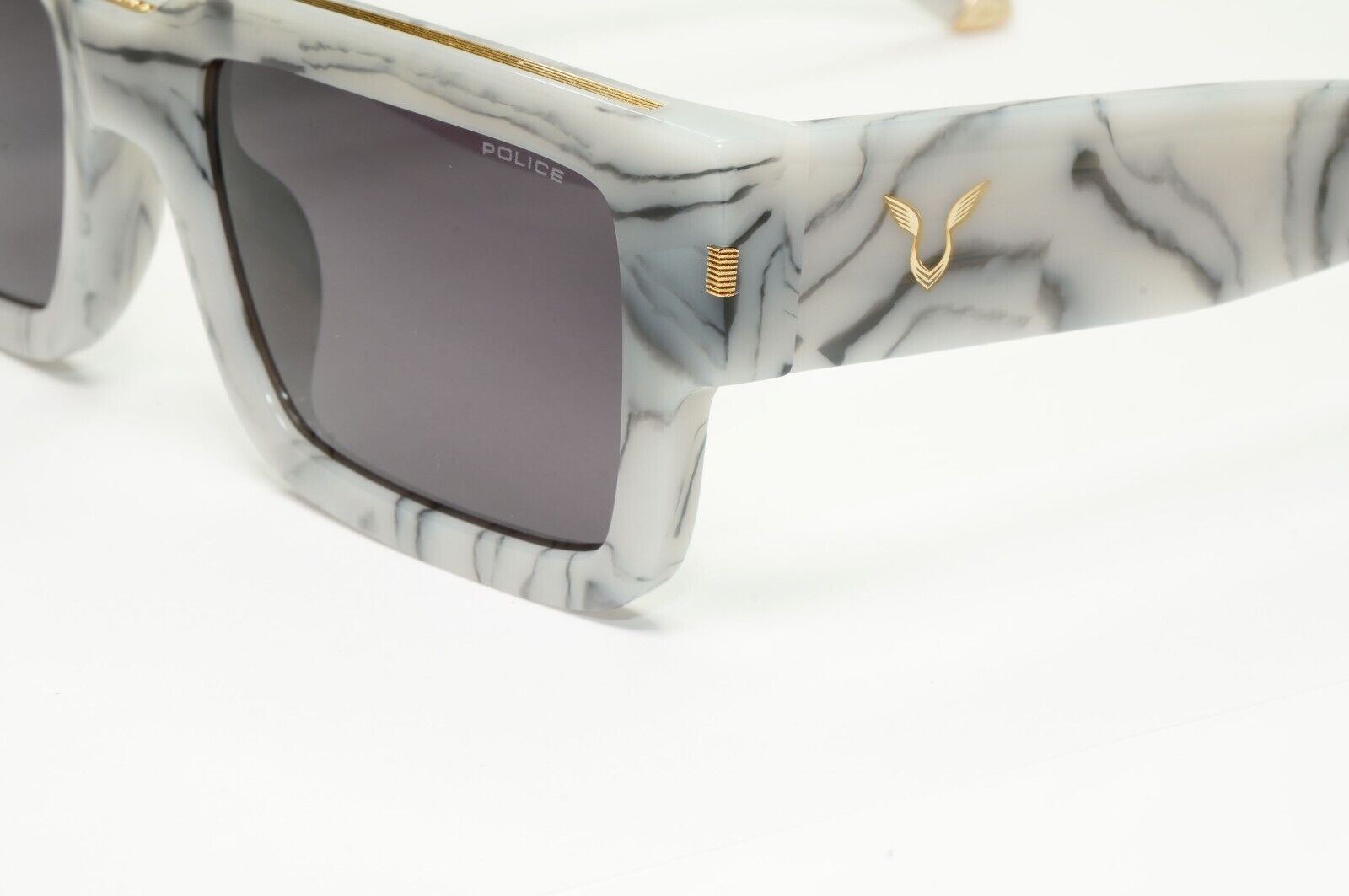 Police Lewis Hamilton F1 Sunglasses Grey Marble Square Gold SPL E14 COL 09YL