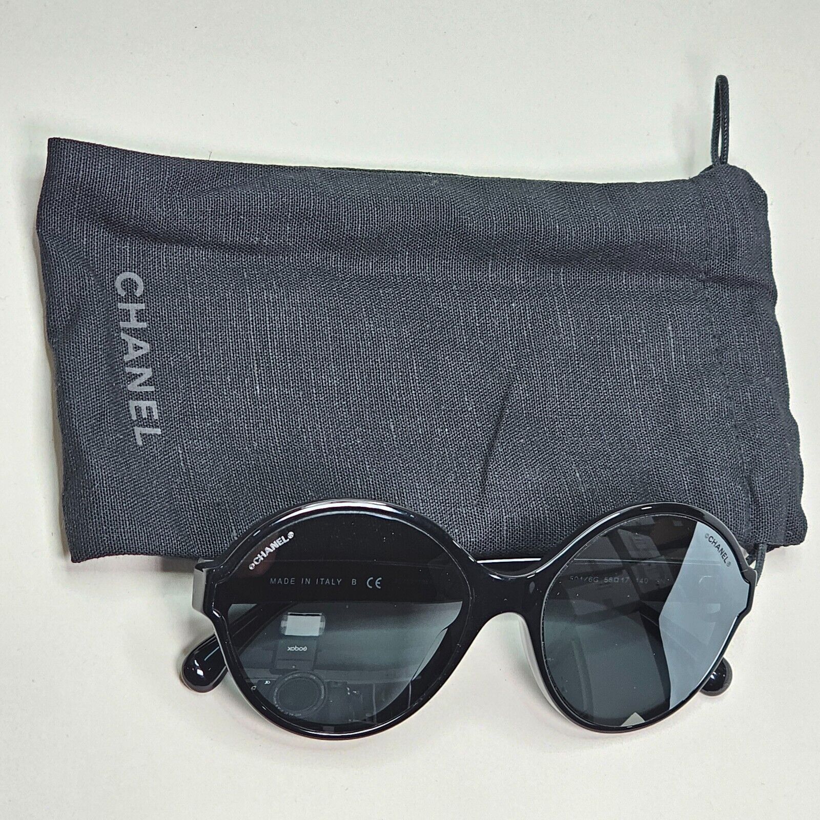 Chanel Sunglasses Black Grey Mirrored Silver Round 5387-A c.501/6G 58mm