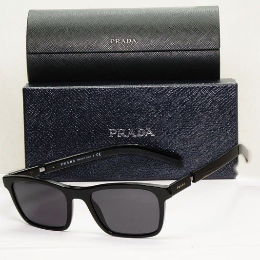 Prada Sunglasses Black Square Glossy Mens Fashion PR16XV VPR 16X 1AB-1O1 53mm