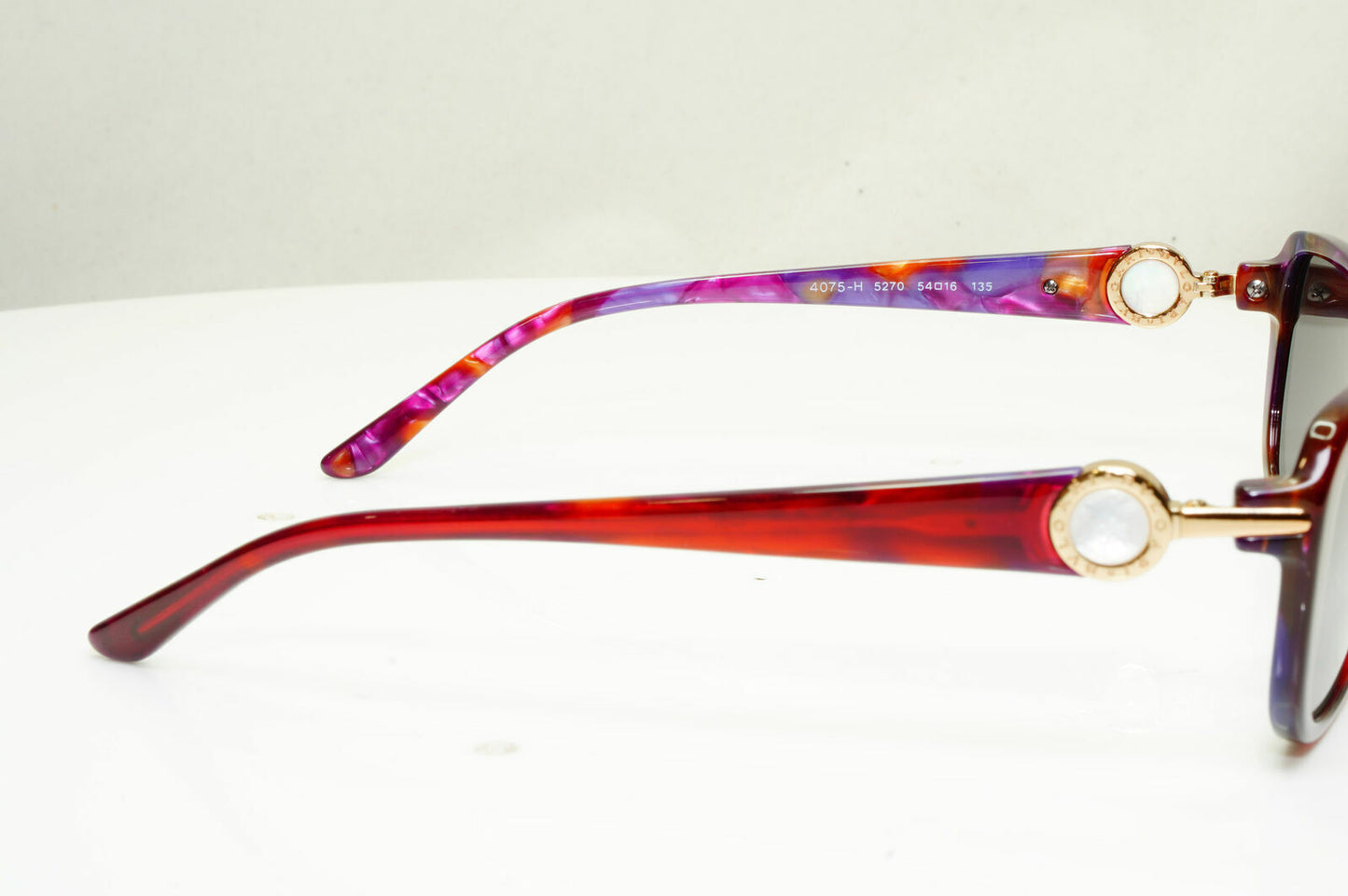 Bvlgari Pearl Gold Burgundy Sunglasses Bordo Rectangle Womens 4075 5270 30410