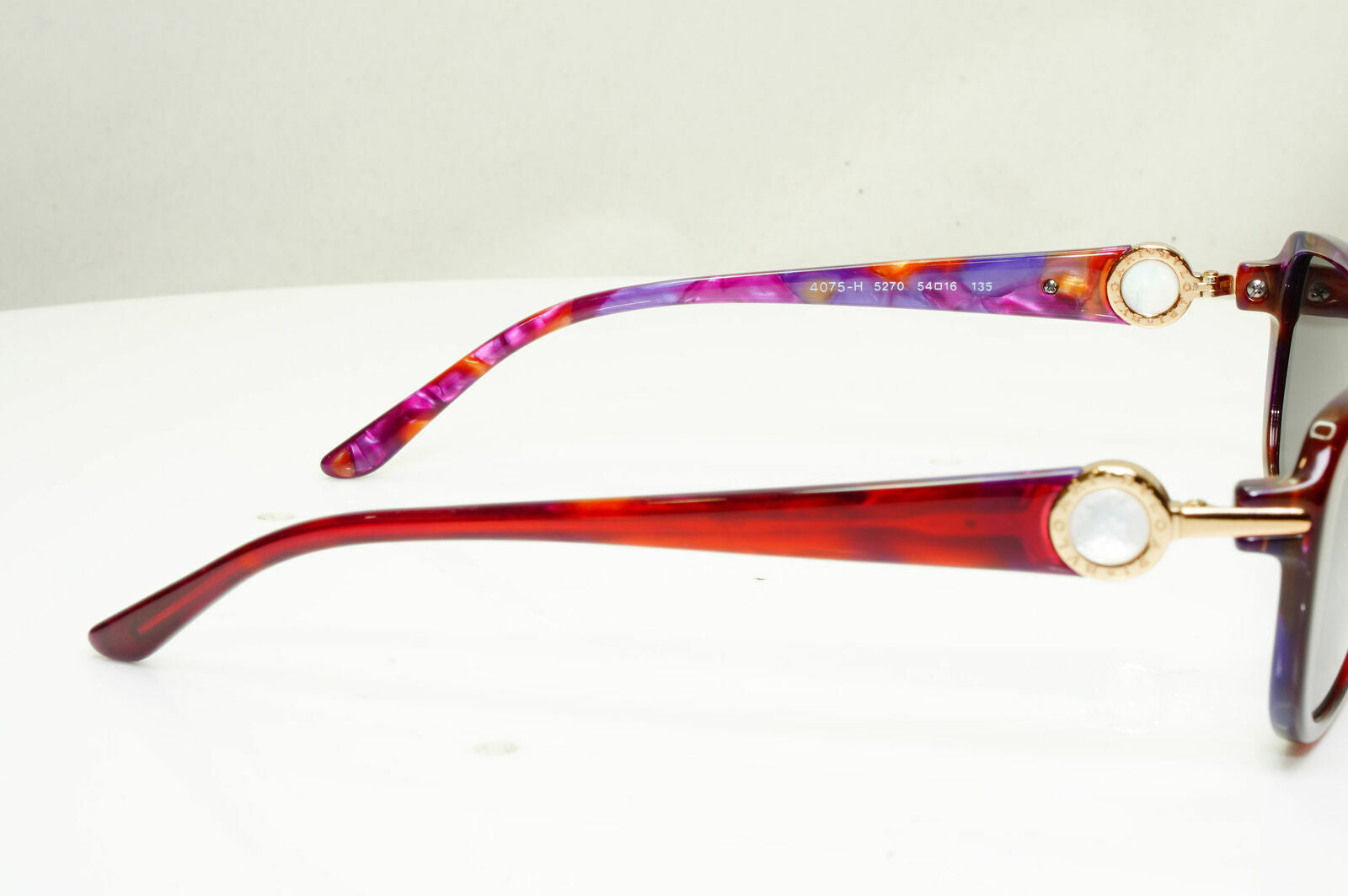 Bvlgari Pearl Gold Burgundy Sunglasses Bordo Rectangle Womens 4075 5270 30410