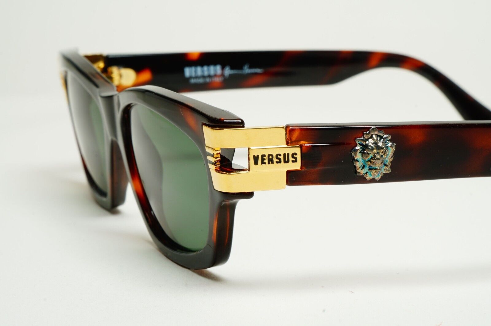 Versus Sunglasses 1996 by Gianni Versace Vintage Brown Gold Lion MOD E29 COL 649