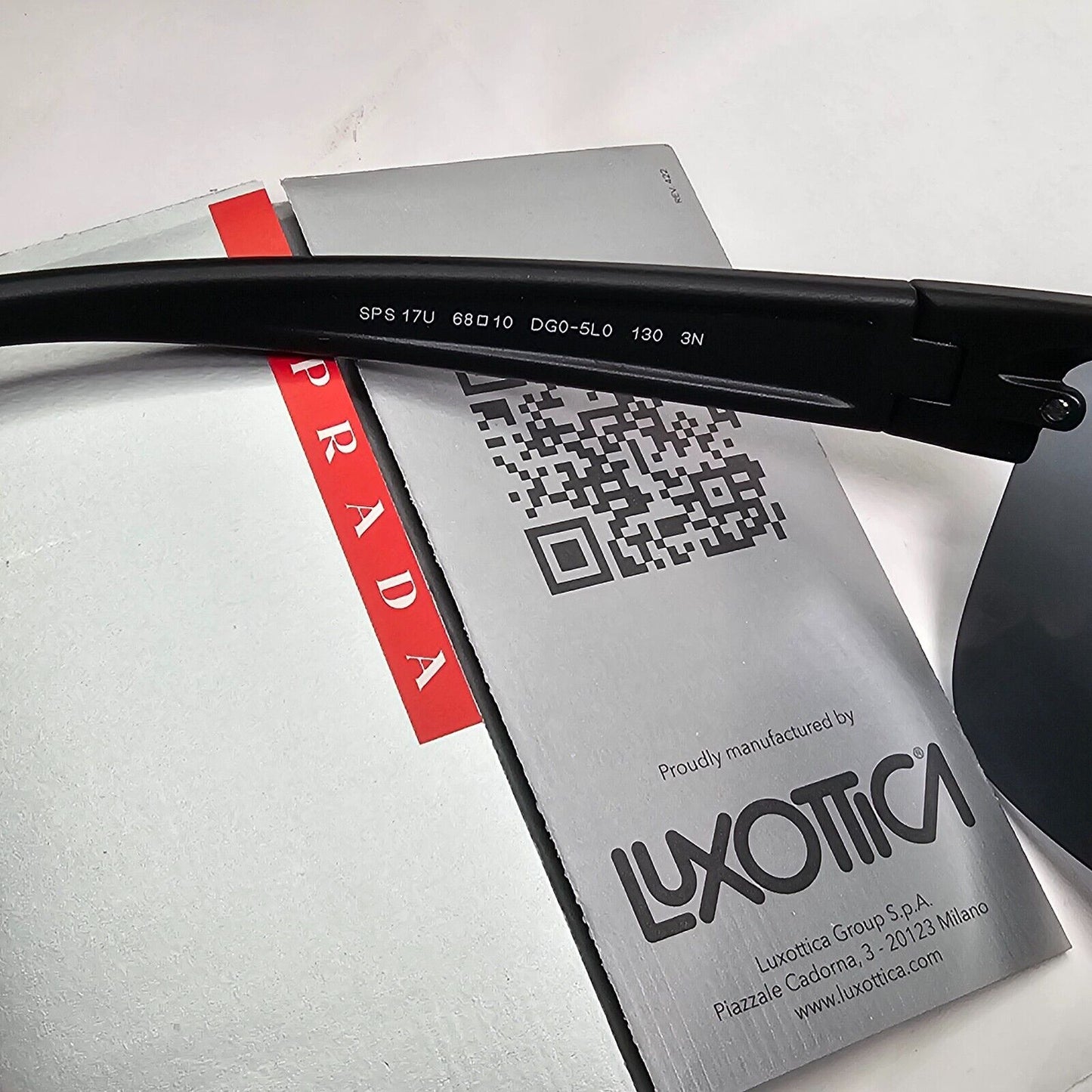 Prada Sunglasses Black Grey Mirro Wrap Rubber Sport PS17US SPS 17U DG0-5L0 [A]