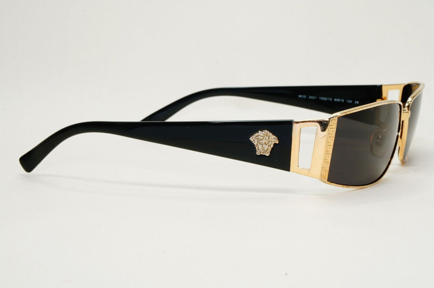 Versace Sunglasses 2003 Vintage Gold Black Rectangle MOD 2021 1002/13 081024